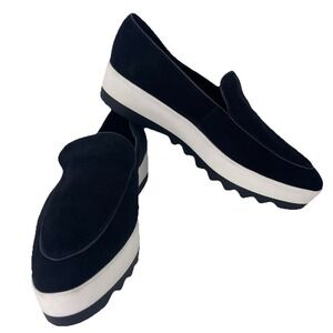 Donna Karan Black Suede Platform Loafers Slip On Casual Shoe Size US 10 NWOT